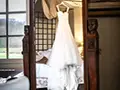 reflection of the bride's dress
