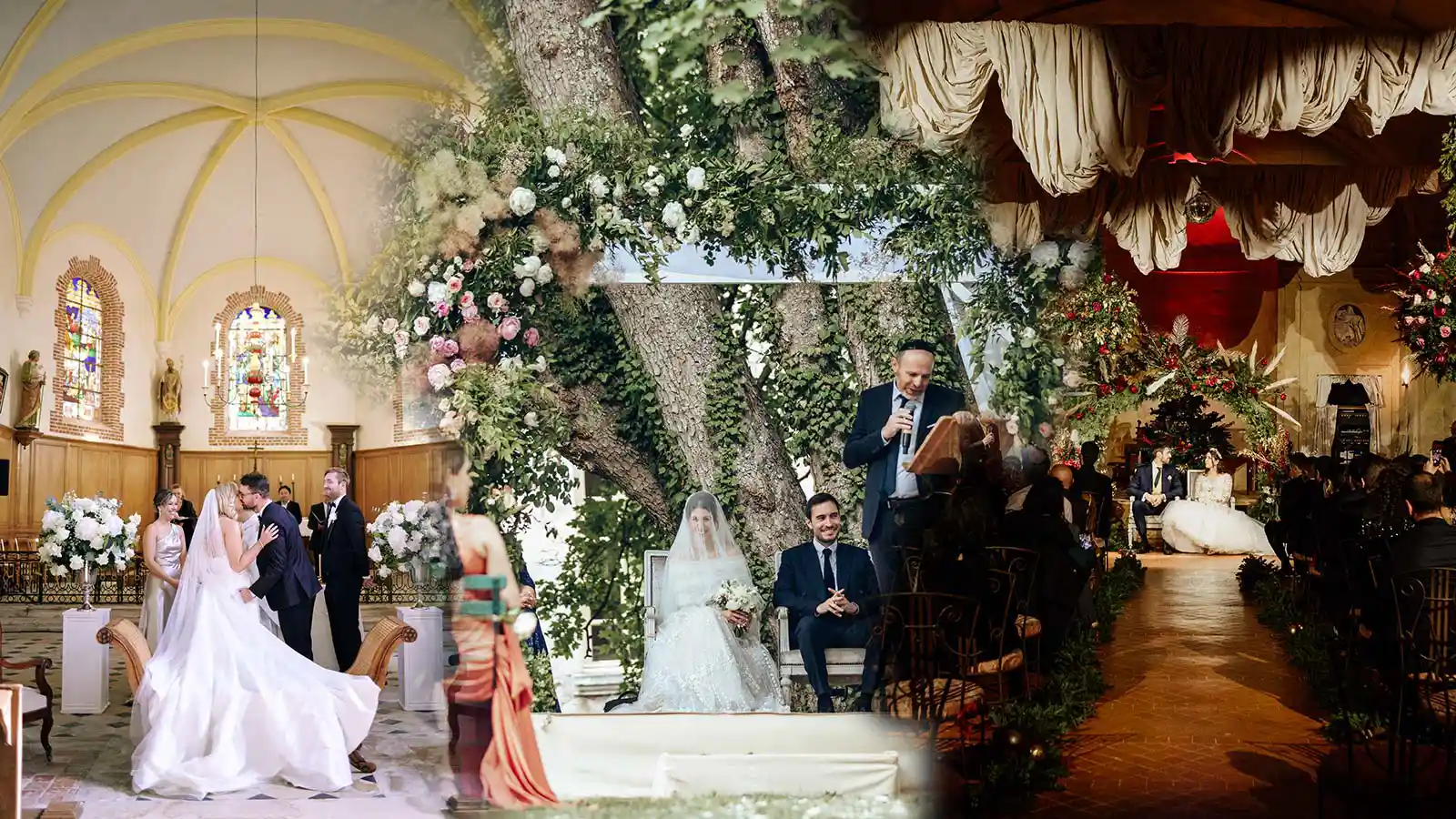 cérémonie de mariage à l'église, la roseraie du château ou une salle