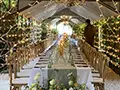 dinning under the chateau Arbour